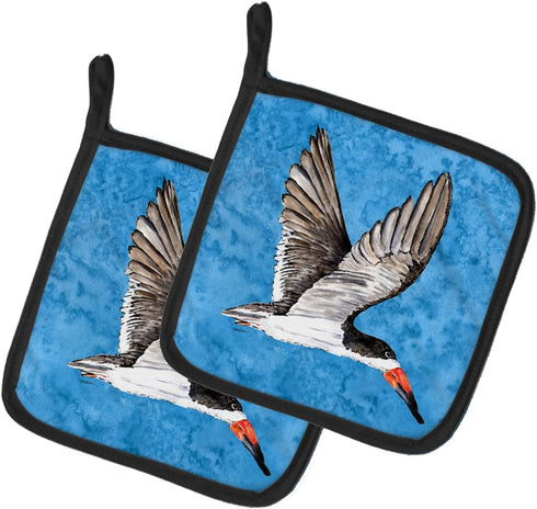 Caroline's Treasures 8692PTHD Bird on Blue Pair of Pot Holders Kitchen Heat Resistant Pot Holders Sets Oven Hot Pads for Cooking Baking BBQ, 7 1/2...