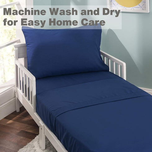 EVERYDAY KIDS 3 Piece Toddler Sheet Set - Soft Breathable Microfiber Toddler Bedding - Includes a Flat Sheet, a Fitted Sheet and a Pillowcase - So...