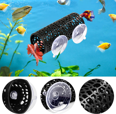 Betta fish toys,Betta tunnel black,Small hole Hollow Betta Fish cave,safer for small fish shrimp Betta guppies,Aquarium decor Fish Tank accessorie...