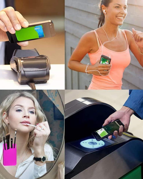 BIAJIYA Phone Card Holder, Cell Phone Pouch Stick-on ID Credit Business Silicone Card Sleeve Pocket Compatible with All Smartphones...