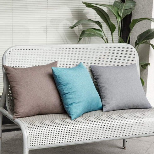 MIULEE Pack of 2 Decorative Outdoor Solid Waterproof Throw Pillow Covers Faux Linen Garden Farmhouse Coastal Cushion Cases for Summer Patio Tent B...