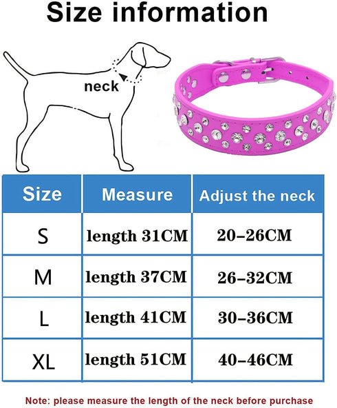 Bling Rhinestone PU Leather Crystal Diamond Pet Dog Cat Puppy Collar Black S M L XL (M, Light Blue)...