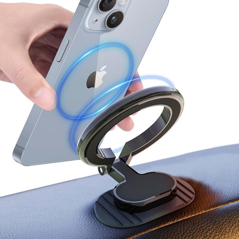 for Magsafe Magnetic Phone Mount - 360° Rotating Folding Car Phone Mount for Steering Wheel and Dashboard, for iPhone 14 13 12, Magsafe (Black)...