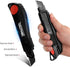 HAUTMEC 18mm Utility Knife Box Cutter with Safety Quick Change Button, Snap off Black SK2 Ultra Sharp Blade, Anti-Slip Ergonomic Rubber Handle for...