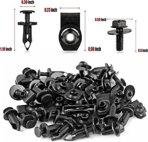 Xislet 45PCS Universal Style Engine Under Cover Splash Shield Guard Body Bolts Bumper Fender Liner Push Retainer Fastener Rivet Clips Compatible w...