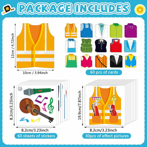 60 Packs Father's Day Card Making Kits for Kids Father's Day DIY Arts Crafts Father's Day Shirt Greeting Card with Stickers Handmade Crafting Card...