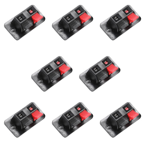 Heyiarbeit 8Pcs 2-Way Speaker Terminal Block Spring Push Release Connector 2 Position Amplifier Spring Jointing Clamp Test Clip...