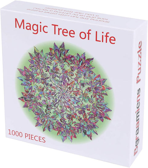 Bgraamiens Puzzle-Magic Tree of Life -1000 Pieces Colorful Leaves Round Mandala Puzzle Color Challenge Jigsaw Puzzles...