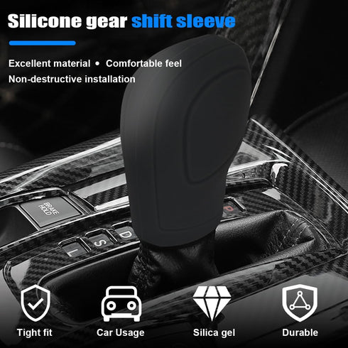 2 Pcs Car Gear Shift Knob Cover, Elastic Silicone Car Automatic Shift Protector Cover, Universal Anti-Slip Auto Knob Gear Stick Protector for Men ...