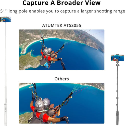 ATUMTEK 51" Selfie Stick Tripod, All in One Extendable Phone Tripod Stand with Bluetooth Remote 360° Rotation for iPhone and Android Phone Selfies...