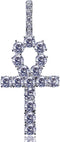 JINAO Silver Plated Iced Out Egyptian Ankh Cross Simulated Diamond Pendant Necklace with Stainless Rope Chain...