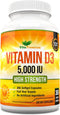 Vitamin D 5000 IU, 365 Easy to Swallow Softgels, High Strength Vitamin D3 5000 IU Supplement - Full Year Supply...