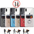 BIAJIYA Cell Phone Card Holder RFID Ring Stand Stick on Wallet Pu Leather Card Holder for Back of Phone for iPhone Android and All Smartphones (Ro...