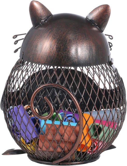 Tooarts Practical Kitten Wine Cork Container Iron Piggy Bank Handcraft Home Decoration Gift...