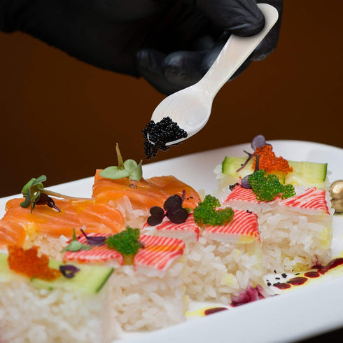 Set of Caviar Spoons Shell Spoon Mother of Pearl Caviar Spoons W Round Handle for Caviar, Egg, Ice Cream, Coffee, Restaurant Serving (2 Pieces,3.5...