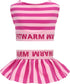 Fitwarm 2 Piece Summer Dog Clothes with Crop Top and Skirt, Striped Dog Dress for Small Dogs Girl, Pet Cat Outfit, Pink, XS...