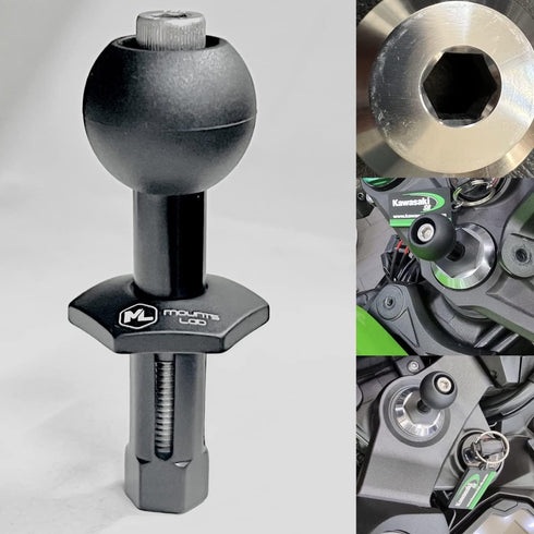 MotoMount Ninja- Kawasaki Ninja Motorcycle for 12mm Hexagon Hole Mount/Fork stem Base Mount with 1inch(25mm) Ball- Compatible with Phone/Camera/GP...