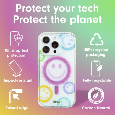 Sonix Case for iPhone 14 Pro Max | Compatible with MagSafe | 10ft Drop Tested | Glitter Smiley...
