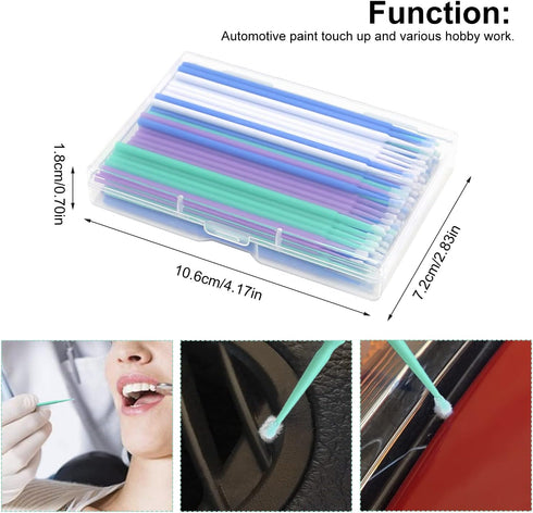 200 Pcs Touch Up Paint Brushes,Disposable Micro Paint Chip Repair Applicators for Automotive Paint Detailing, Stone Chips,Scratches(1.0, 1.3, 1.8,...