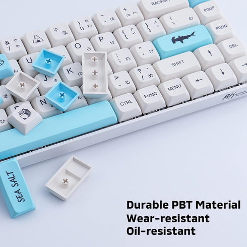 Hyekit PBT Keycaps 138 Keys Sea Salt Milk Keycaps XDA Profile Dye-Sublimation Japanese Keycaps Cute Keycaps for Cherry Gateron MX Switches Mechani...