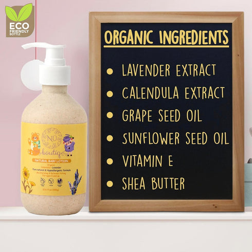 Organic Vegan Baby Lotion, Moisturizing and calming kids body lotion with Calendula & Lavender, newborns All Skin Types, New Biodegradable bottle(...