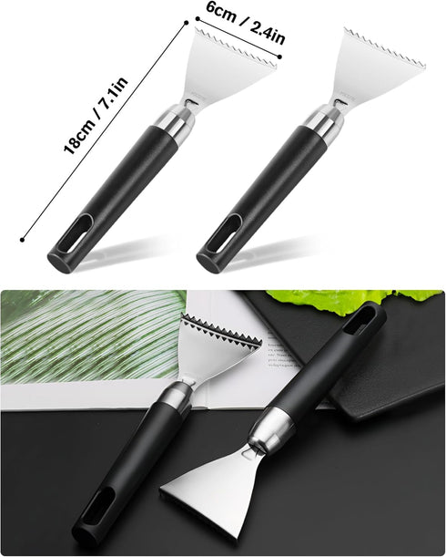 2 Pack Fish Scale Remover, 304 Stainless Fish Scales Scraping Tool, Serrated Fish Cleaning Tools, Fish Descaler Tool for Restaurant Chef and Home ...