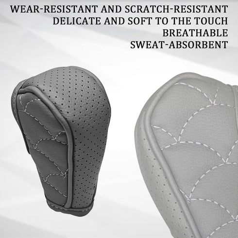 Gear Shift Knob Cover PU Leather Car Stick Shift Knob Cover, Manual/Automatic Automotive Gear Handle Shifter Knob Rod Dust Cover Waterproof and Br...