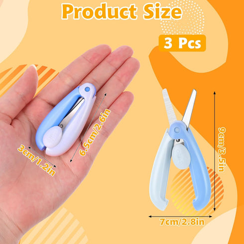 3 Pcs Safety Scissors for Kids Retractable Small Scissors Folding Travel Scissors Cute Craft Scissors for Toddler Crafts Children Arts Preschool T...