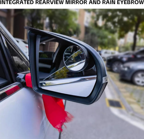 2PCS Car Blind Spot Mirror, Car 2-in-1 Rearview Blind Spot Mirror Rain Eyebrow, Side Mirror Rain Guard, Adjustable Expanded View Reversing Mirror,...
