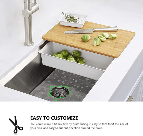 OTHWAY 2Pcs Kitchen Sink Mats, 15.8" x12" Scratch Free Sink Protector for Stainless Steel/Porcelain Sink, Pebble Design Quick Drain Dish Drying Ma...