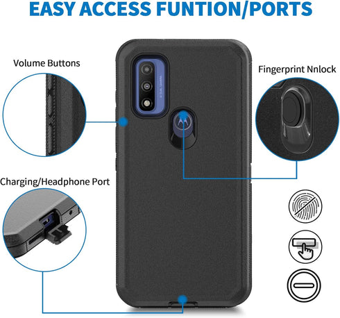 Anloes Case for Moto G Pure 2021/G Play 2023/G Power 2022, Motorola G Pure Phone Case Heavy Duty Shockproof Dustproof Protection, 3 in 1 Rugged De...