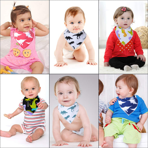 Maiwa 10-Pack Dinosaur Bandana Bibs for Baby Boys for Drooling Feeding and Teething...