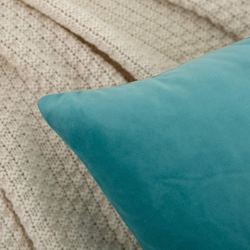 RainRoad Velvet Decorative Throw Pillow Covers Cushion Cover Pillow Case for Sofa Couch Bed Chair,Soft Square Light Teal Throw Pillows 18x18 Inch,...