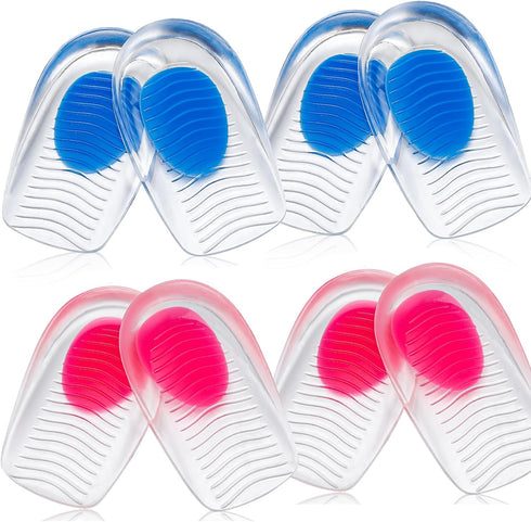 Gel Silicone Heel Pads/Cups,4 Pairs Heel Lifts for Achilles Tendonitis,Shoe Wedge Inserts for Plantar Fasciitis,Sore Heel, Heel Spur and Heel Pain...