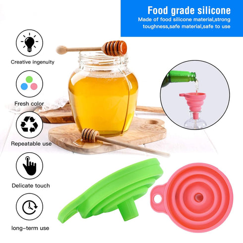 Kitchen Silicone Collapsible Funnel Set of 3,Small and Large,Flexible-Foldable-Cooking-Food-Grade Funnels for Filling Small or Mini Bottles,Perfum...