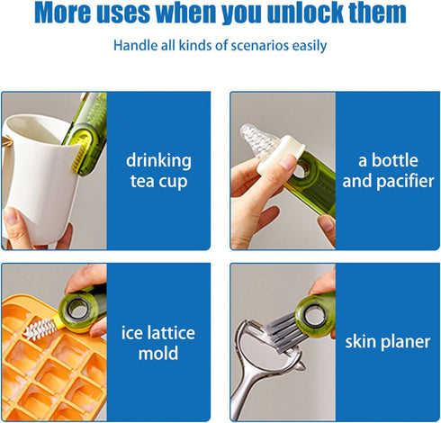 3 in 1 Tiny Bottle Cup Lid Detail Brush Straw Cleaner Tools Multi-Functional Crevice Cleaning Brush, Cleaning Brush for Bottles Clean Brushes for ...