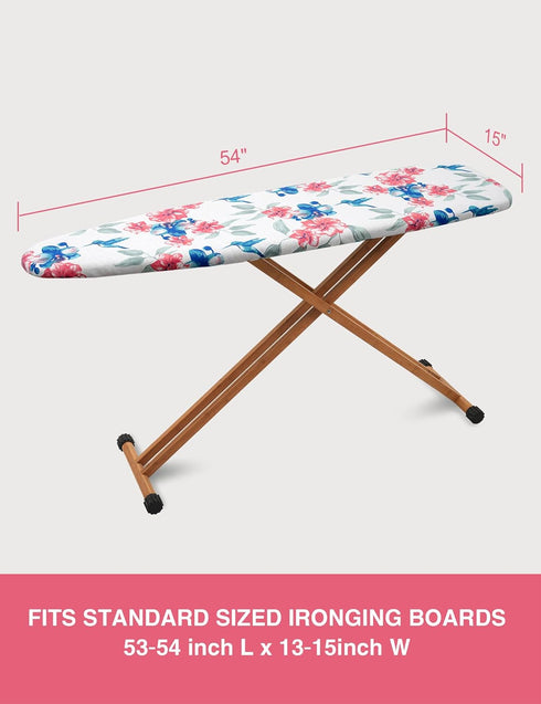 Extra Thick Ironing Board Cover and Pad, Resist Scorching and Staining, 15x54 Reflective Silicone Ironing Board Cover, Elastic Edges, 4 Fasteners,...