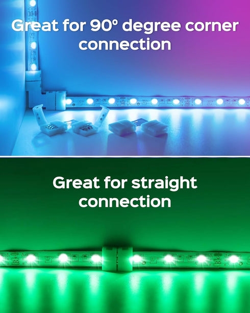 JACKYLED 30 Pcs 3-Pin LED Connectors, 10mm L Shape LED Strip Connectors Unwired Solderless Gapless Adapter Connectors Terminal Extension 12V 72W f...