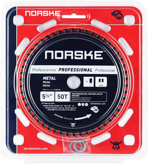 Norske Tools NCSBP208 5-3/8 inch 50T Metal Cutting Saw Blade For Steel Roofing, Metal Siding, Steel Pipe, Steel Studs & More 2 Bushings ( 5/8 inch...
