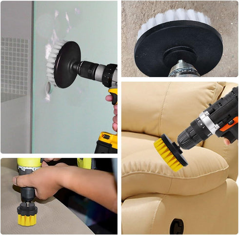 HIFROM Drill Brush - 4 inch Power Drill Attachment Soft Bristle White Quick Change Shaft Scrub Cleaning Brush for Carpet, Upholstery, Leather, Gla...
