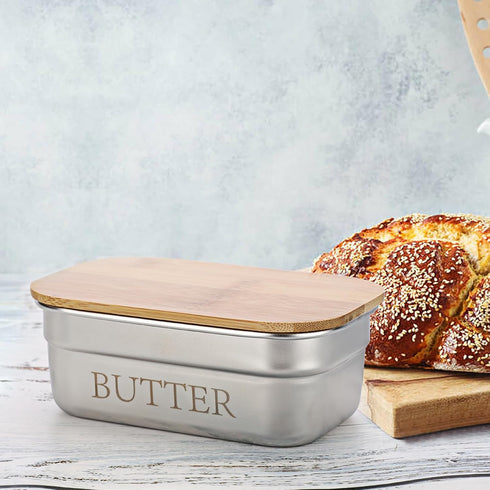 Butter Dish with Lid for Countertop, Stainless Steel Butter Holder Container with Silicone Sealing, Butter Keeper for Kitchen, Holds 1 Stick West ...