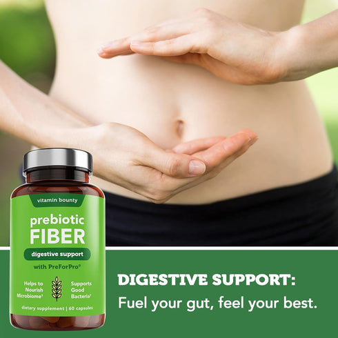 Vitamin Bounty Prebiotic Fiber Digestive Support with PreforPro® - Enhances Probiotic Effectiveness, Supports Digestive Health & Immune System, Re...