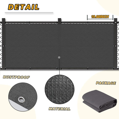 LOVE STORY 3'x10' Charcoal Balcony Screen Privacy Fence Cover (HDPE) UV Protection Weather-Resistant 3 FT Height Shield for Deck, Patio, Backyard,...
