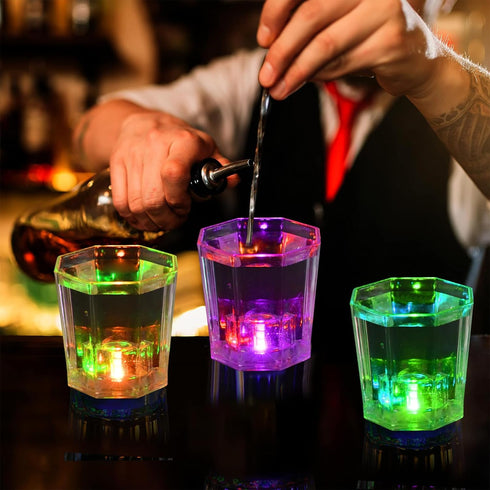 Esdabem Light Up Shot Glasses Set of 24 Party Favors Adults Funny Shot Glasses Led Shot Glasse Glow in the Dark Party Shot Glass Party Cups Decora...