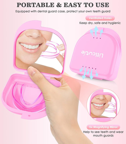 Mouth Guard for Grinding Teeth, 4 Pack Moldable Teeth Guard at Night Sleep Jaw Clenching & Bruxism, Ventilated Teeth Grinding Guard Box with 5X Ma...