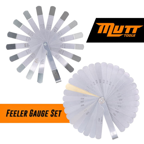 AMERICAN MUTT TOOLS 2pc Straight and Angled Feeler Gauge Set – includes Inch and Metric Feeler Gauges – Filler Gauge Set, Feeler Gauges for Valves...