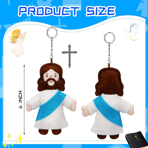 Shappy Mini Jesus Plush Toy Little Jesus Figures Keychain Stuffed Jesus Plush Doll Christian Figure Bulk Religious Stuffed Toys Gifts for First Co...
