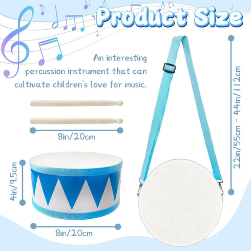 Kids Drum Set,8 Inch Wooden Drum Toys,Educational Baby Drum Toys with an Adjustable Strap and 2 Drumsticks,Sensory Musical Instrument Drum for Tod...