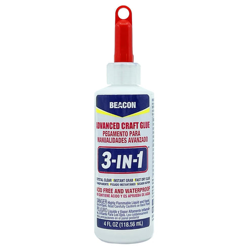 BEACON 3-in-1 Advanced Craft Glue - Fast-Drying, Crystal Clear Adhesive for Wood, Ceramics, Fabrics, and More, 4-Ounce...