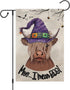 Louise Maelys Halloween Highland Cow Garden Flag 12x18 Double Sided, Burlap Small Welcome Boo Halloween Witch Hat House Flags Seasonal Holiday Out...